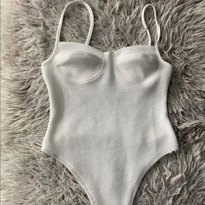 white ribbed body suit